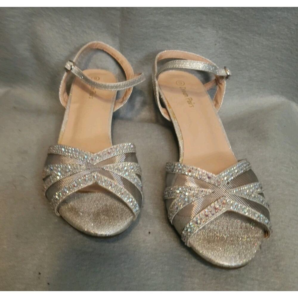 Dream Pairs "Nina" Silver Mesh And Sparkling Size 9 Peep Toe Strappy Shoes
